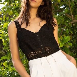 Free People Black Lace Bodysuit